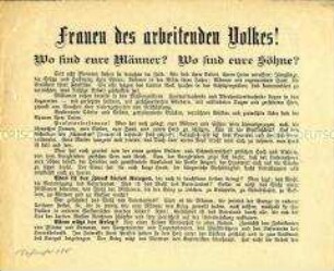 Anti-Kriegs-Flugblatt mit Aufruf zum Kampf für den Sozialismus