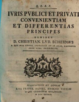 Iuris publici et privati convenientiam et differentias principes