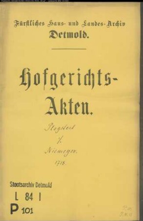 Plogstert, Johann Kord im Nienhagen gegen Tönnies Niemeyer zu Orbke - Schuldforderung