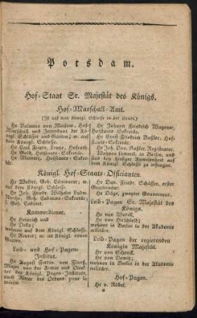 Hof-Staat Sr. Majestät des Königs