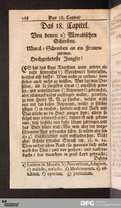 Das 18. Capitel. Von denen Moralischen Schreiben.