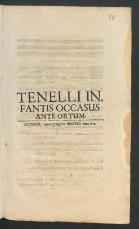 Tenelli Infantis Occasus Ante Ortum