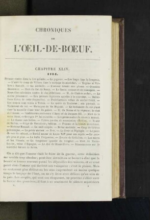 Chroniques de L'Oeil-de-Boeuf.