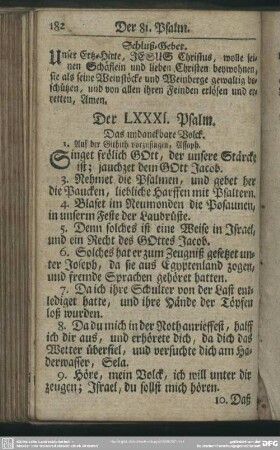 Der LXXXI. Psalm : Das undanckbare Volck