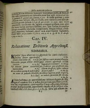 Cap. IV. De Relaxione Debitoris Apprehensi.