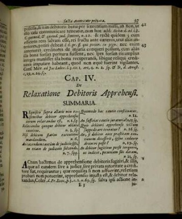 Cap. IV. De Relaxione Debitoris Apprehensi.