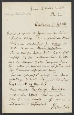Brief an Musikverlag Ed. Bote und G. Bock (Berlin) : 15.09.1866