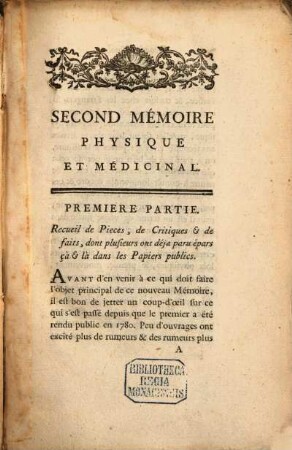 Memoire physique et medicinal de la baguette divinatoire, du magnetisme et de l'electricité