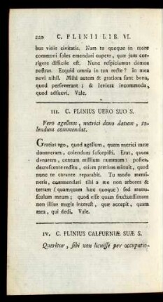 III. C. Plinius Uero Suo S.