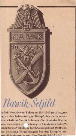 Narvik-Schild - Sonderabzeichen für die Teilnehmer an den Kampfhandlungen um Narvik