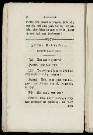 Zweyte Unterredung. Kleidung junger Kinder.