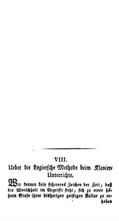 Ueber die Logiersche Methode beim Klavier-Unterrichte