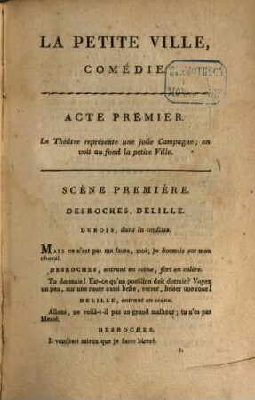 La petite ville : comédie en quatre actes et en prose