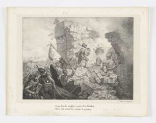 Angriff auf die Vororte von Paris, aus: Voltaire, "La Henriade", Paris 1825