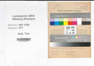 Entnazifizierung Toni Kuhl , geb. 10.03.1907 (Buchhalter)