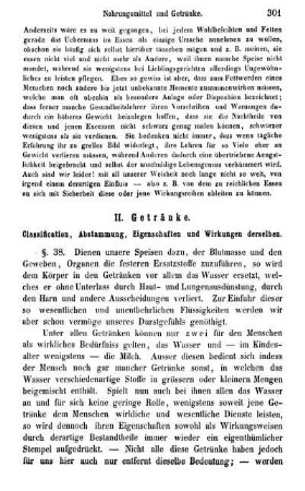 II. Getränke. Classification, Abstammung, Eigenschaften und Wirkungen derselben.