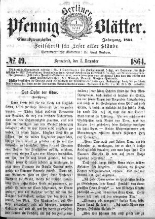 No. 49, Sonnabend, den 3. December 1864