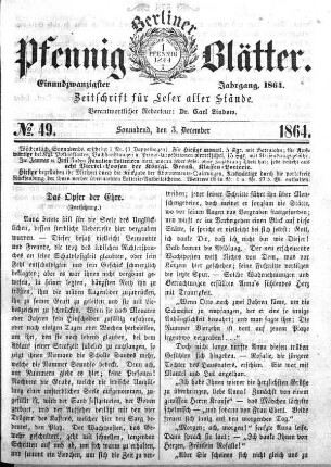 No. 49, Sonnabend, den 3. December 1864