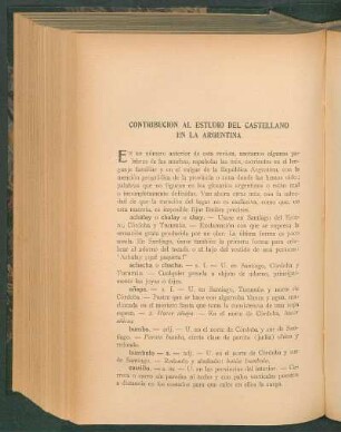 Contribución al estudio del castellano en la Argentina