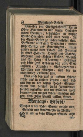 Montags - Gebeht /