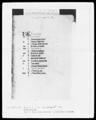 Gebetbuch — Kalender der Diözese Utrecht, Folio 12recto-13verso