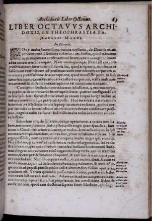 Liber Octavus Archidoxis, Ex Theophrastia Paracelsi Magni