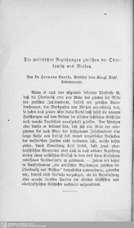 Die politischen Beziehungen zwischen der Oberlausitz und Meißen