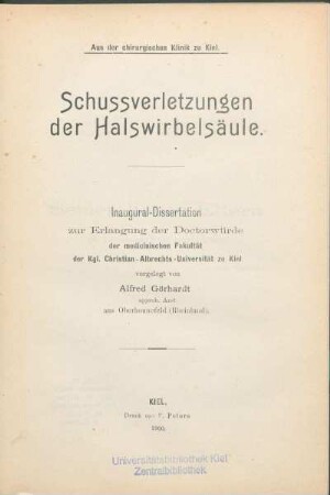 Schussverletzungen der Halswirbelsäule