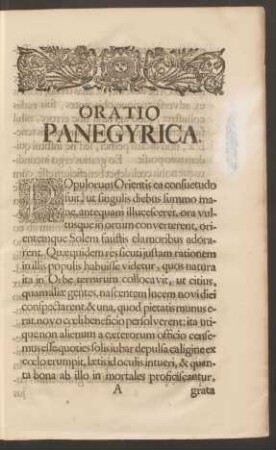Oratio Panegyrica.