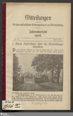 1908(1909): Jahresbericht des Vereins Brüderanstalt mit Rettungshaus Moritzburg : auf das Jahr ...
