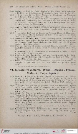 VI. Dekorative Malerei. Wand-, Decken-, Fresko-Malerei. Papiertapeten (Nr. 2018 - 2502)