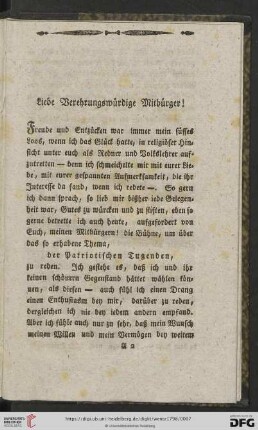 Liebe Verehrungswürdige Mitbürger!