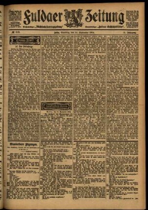 Erste Ausgabe vom Samstag, den 24. September 1904.