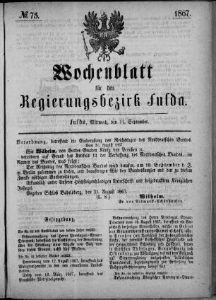 Nr. 73, Ausgabe vom 11. September 1867