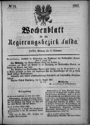 Nr. 73, Ausgabe vom 11. September 1867