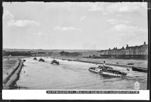 Dresden, Elbe mit Elbdampfer, Blick gegen Loschwitz