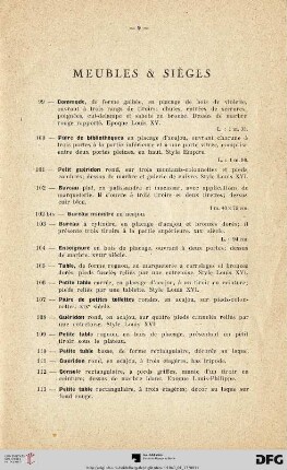 Meubles & Sièges (Nr. 99-149bis)