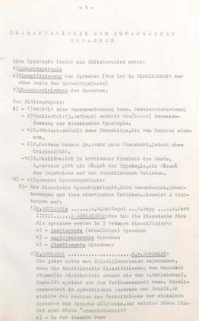 1-38, Charakteristik der romanischen Sprachen