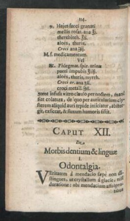 Caput XII. De Morbis dentium & linguae