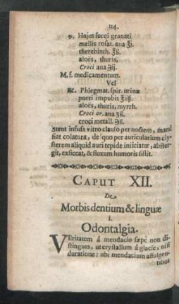 Caput XII. De Morbis dentium & linguae
