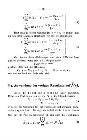 § 2. Anwendung der vorigen Resultate auf .... (x).
