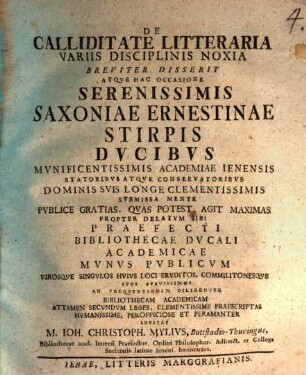 De calliditate litteraria, variis disciplinis noxia