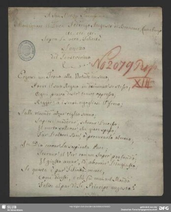 [Faszikel 1: Sonett. Mit einer Widmung an Friedrich August, Herzog zu Braunschweig-Lüneburg-Oels]