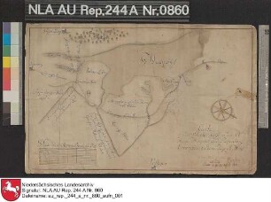 Lage des Hampoels am Sielkanal zwischen Völlen und Bokel bei PAPENBURG Kolorierte Zeichnung von A. Fuchs Papier Format 44,0x28,0 M 1:2.090