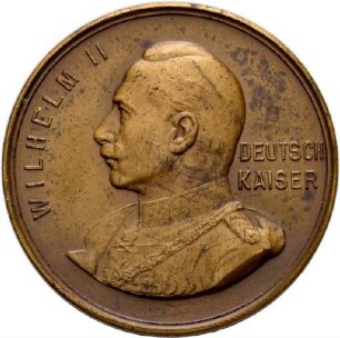 Medaille auf den Ersten Weltkrieg mit Darstellung Kaiser Wilhelms II. und eines Eisernes Kreuz,1914