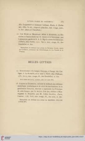 Belles-Lettres (Nr. 22 - 51)