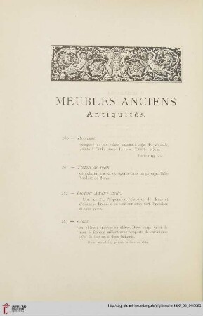 Meubles anciens (No. 280 - 403)