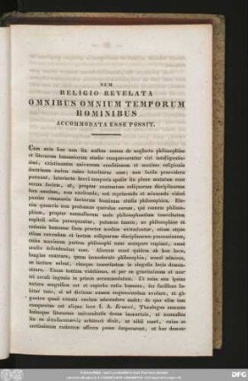 [II.] Num Religio Revelata Omnibus Omnium Temporum Hominibus Accommodata Esse Possit.