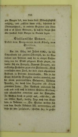 Sicilianische Vesper. Peter von Aragonien wird Koenig von Sicilien
