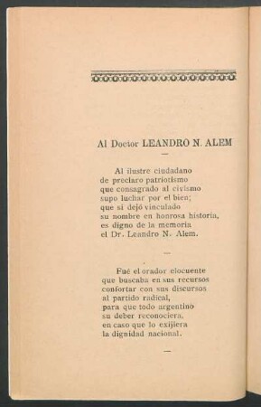 Al doctor Leandro N. Alem